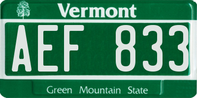 VT license plate AEF833