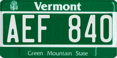 VT license plate AEF840