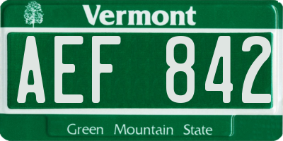 VT license plate AEF842