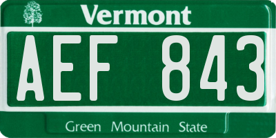 VT license plate AEF843