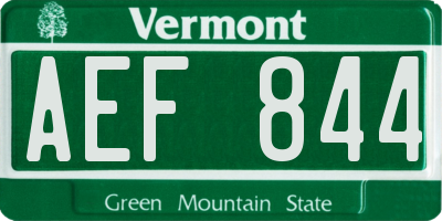 VT license plate AEF844