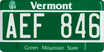 VT license plate AEF846