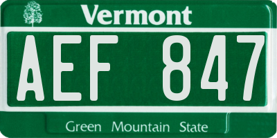 VT license plate AEF847