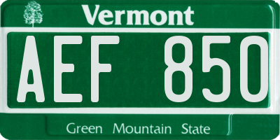 VT license plate AEF850