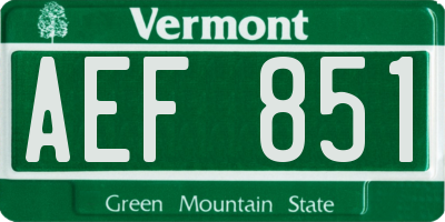 VT license plate AEF851