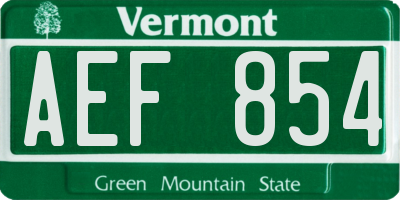 VT license plate AEF854