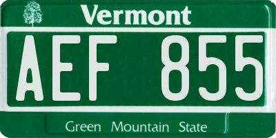 VT license plate AEF855