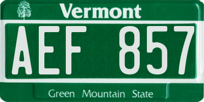 VT license plate AEF857