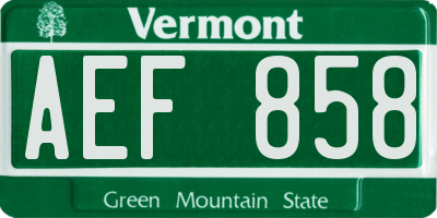 VT license plate AEF858
