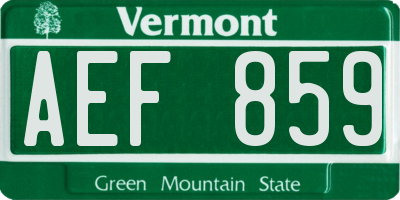 VT license plate AEF859