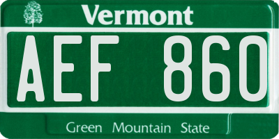 VT license plate AEF860