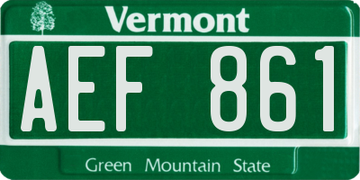 VT license plate AEF861