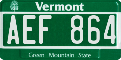 VT license plate AEF864