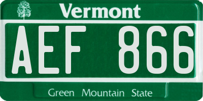 VT license plate AEF866