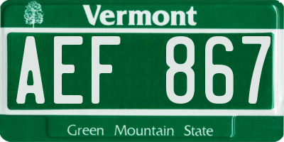 VT license plate AEF867