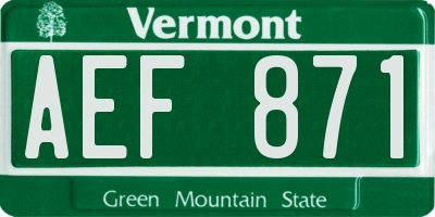 VT license plate AEF871