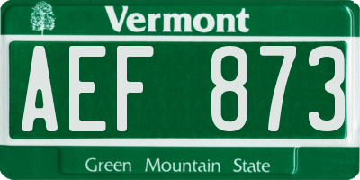 VT license plate AEF873