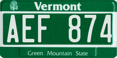 VT license plate AEF874