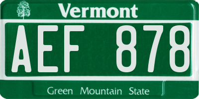 VT license plate AEF878