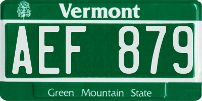 VT license plate AEF879