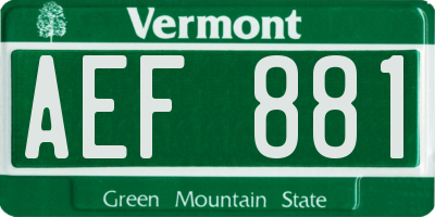 VT license plate AEF881
