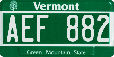 VT license plate AEF882