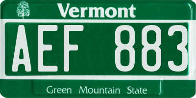VT license plate AEF883