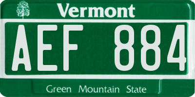 VT license plate AEF884