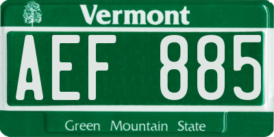 VT license plate AEF885