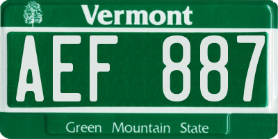 VT license plate AEF887