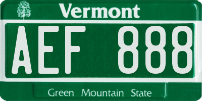 VT license plate AEF888