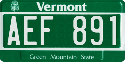 VT license plate AEF891