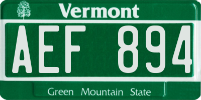VT license plate AEF894