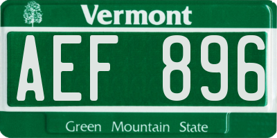 VT license plate AEF896