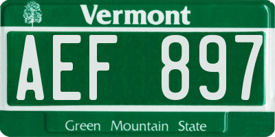 VT license plate AEF897
