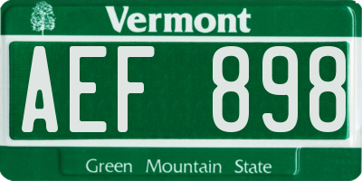 VT license plate AEF898