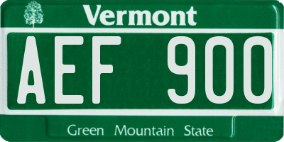 VT license plate AEF900