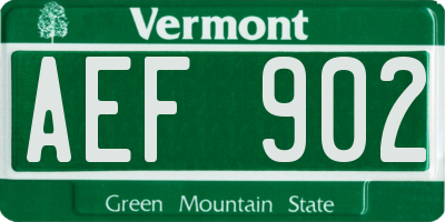 VT license plate AEF902