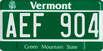 VT license plate AEF904