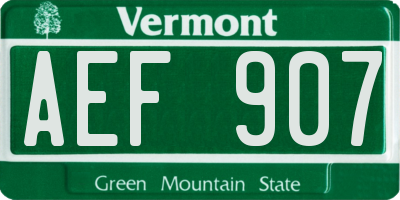 VT license plate AEF907