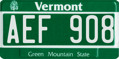 VT license plate AEF908