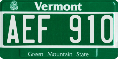 VT license plate AEF910