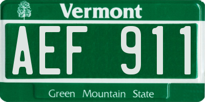 VT license plate AEF911