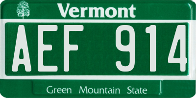VT license plate AEF914