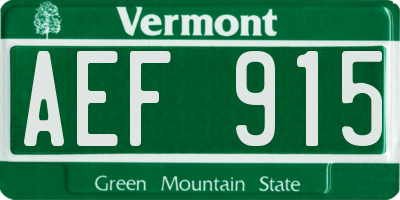 VT license plate AEF915