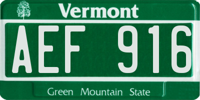 VT license plate AEF916