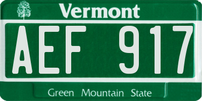 VT license plate AEF917