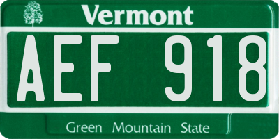 VT license plate AEF918