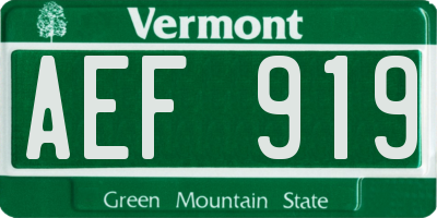 VT license plate AEF919