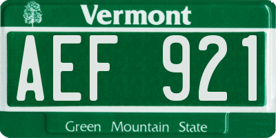 VT license plate AEF921